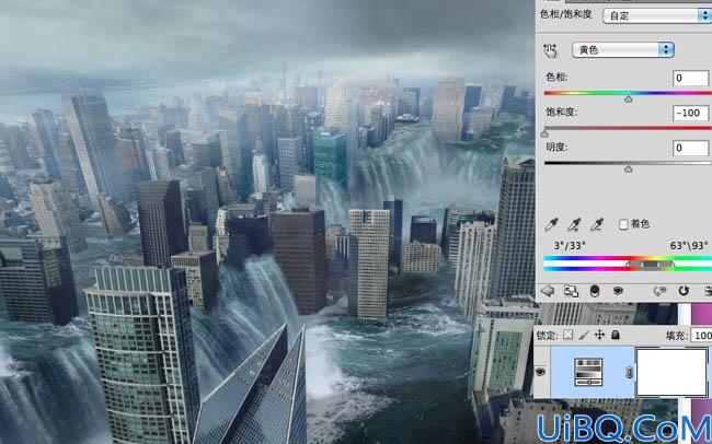 Photoshop合成被水淹没的城市教程