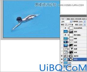 Photoshop使用素材合成水下男美人鱼场景