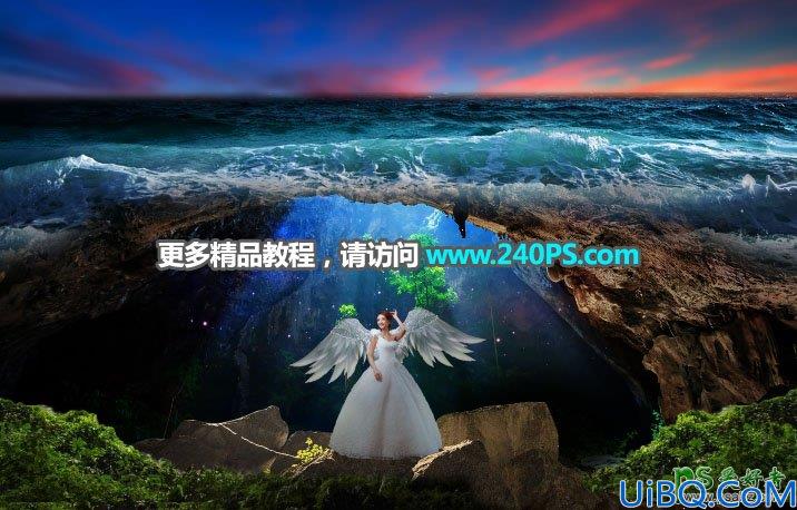 Photoshop合成神秘的海底世界场景，大海底部隐藏着一个极其神秘的空间。