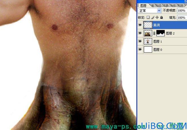 Photoshop使用素材合成一个愤怒的树人的教程