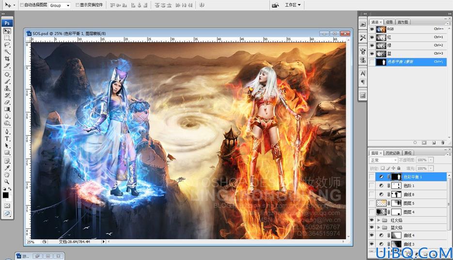Photoshop后期合成超酷的魔法火焰美少女战士
