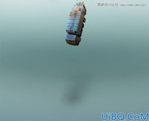 Photoshop合成从悬浮空中城市掉落的卡车