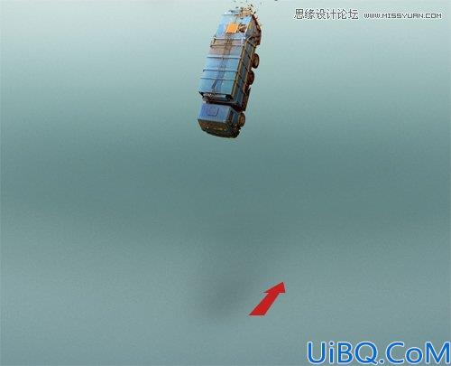 Photoshop合成从悬浮空中城市掉落的卡车