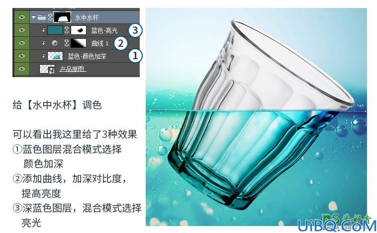 Photoshop景观合成教程：创意打造沉入水中的玻璃杯子。