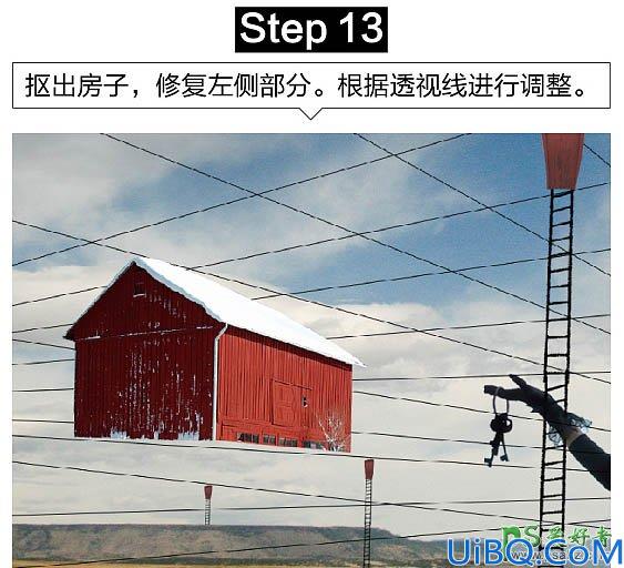Photoshop图片合成：创意打造童话故事中令人毛骨悚然的悬浮房屋场景图片