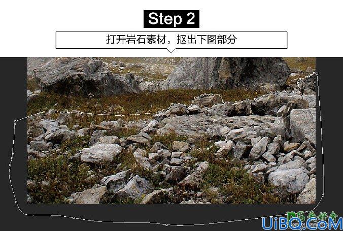 Photoshop合成荒野中发着恐怖幽暗蓝光的凶猛大老虎石头雕像