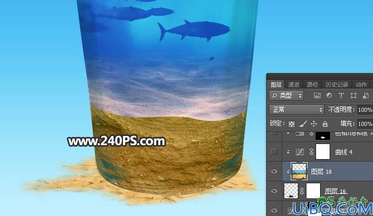 Photoshop景观合成教程：创意合成玻璃杯中夏季清爽活力海洋世界景观