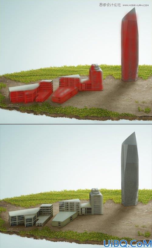Photoshop合成从悬浮空中城市掉落的卡车