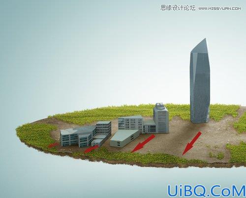 Photoshop合成从悬浮空中城市掉落的卡车