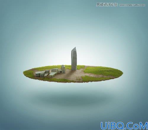 Photoshop合成从悬浮空中城市掉落的卡车