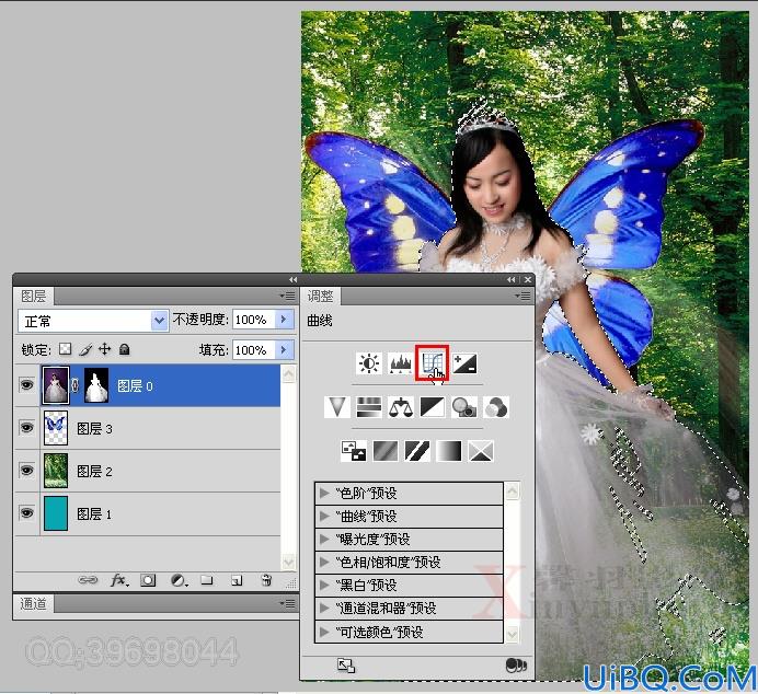 Photoshop将MM婚纱照合成梦幻的森林蝴蝶仙子
