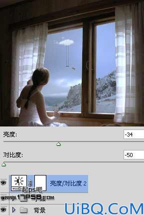 用Photoshop合成梦幻临窗观景美女