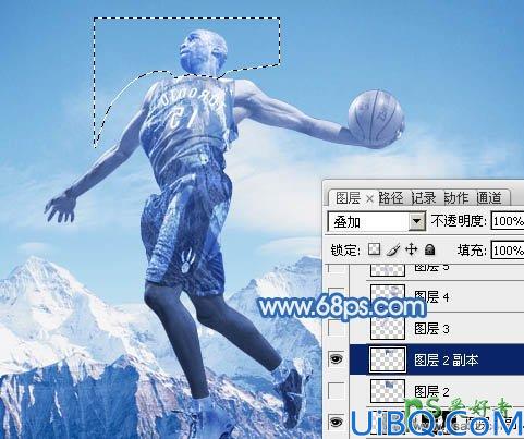 Photoshop人像特效照片合成：打造超酷的冰冻效果的篮球运动员，篮球员冰