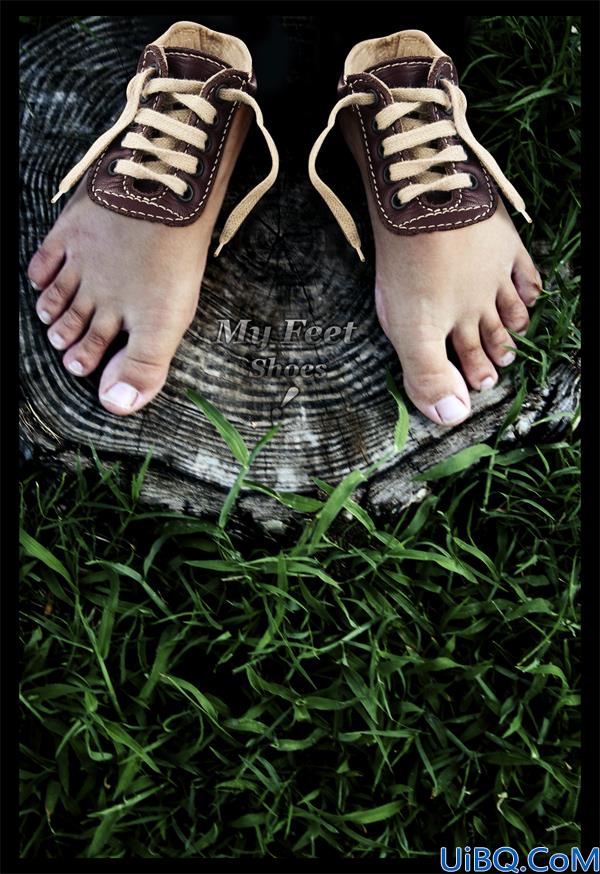 Photoshop创意合成系鞋带的光脚鞋子另类特效