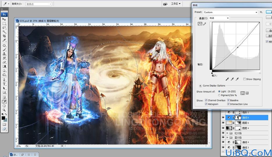 Photoshop后期合成超酷的魔法火焰美少女战士