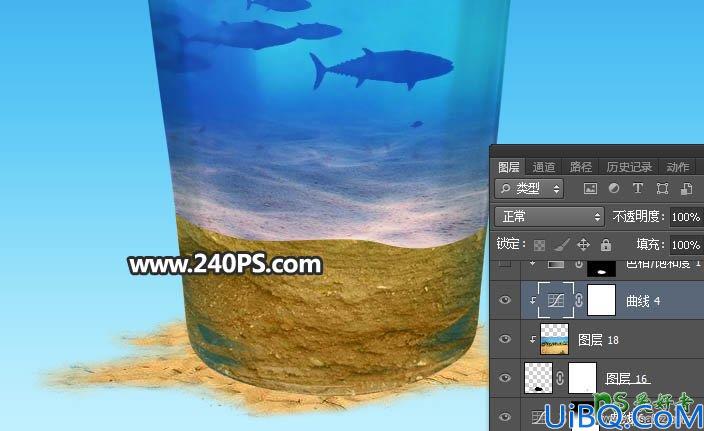 Photoshop景观合成教程：创意合成玻璃杯中夏季清爽活力海洋世界景观