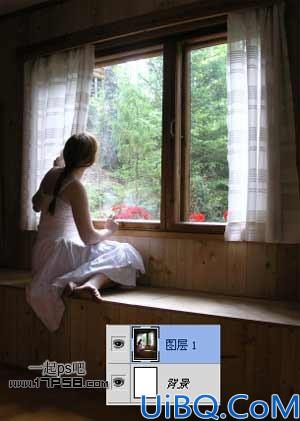 用Photoshop合成梦幻临窗观景美女