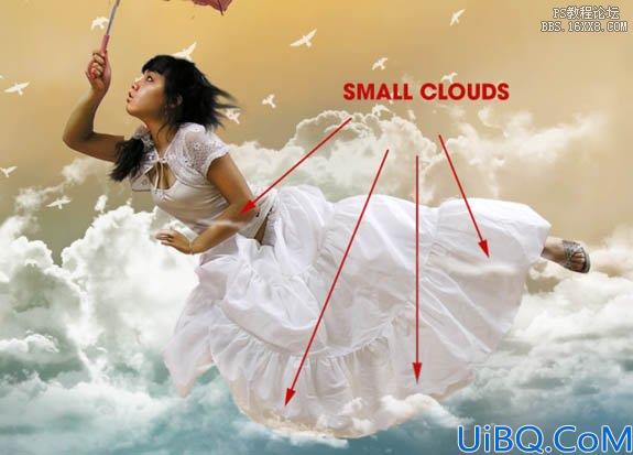 Photoshop经典合成海边带伞飞翔的仙女