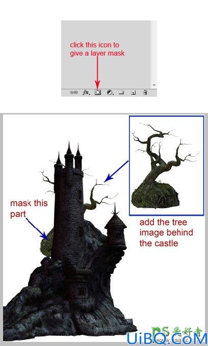 Photoshop合成月光下恐怖风格的古城堡图片，非常慎人的感觉。