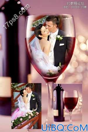 Photoshop图片合成：合成新婚夫妇和酒杯的