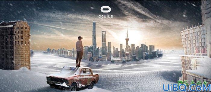 Photoshop场景合成：合成雪景城市大视角视觉海报，冰天雪地的城市海报。