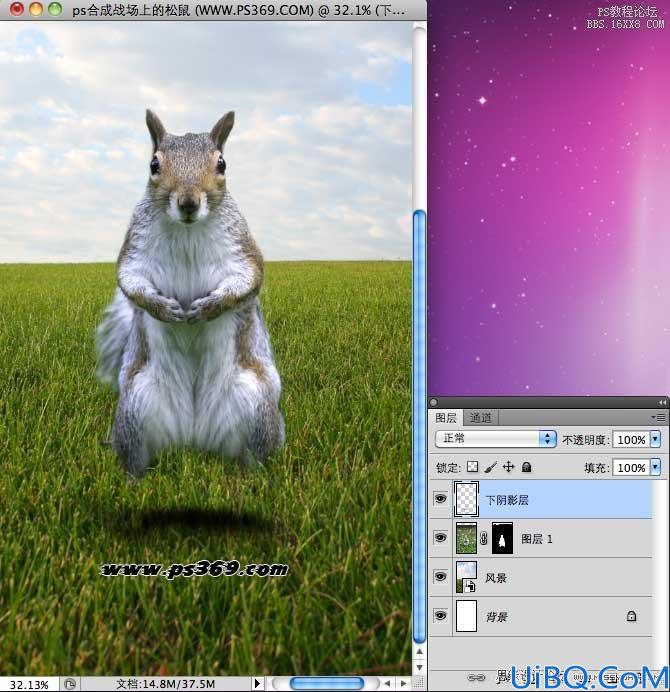 Photoshop创意合成战场上的松鼠教程