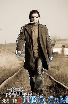 Photoshop合成走在路上的带刀武士