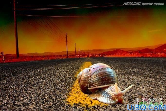 利用Photoshop调色 修图及后期素材溶图制作出创意的蜗牛赛跑效果图