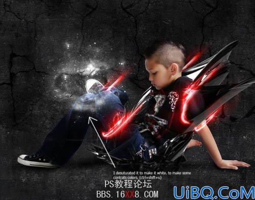 Photoshop教程:合成发红光的个性潮流小男孩