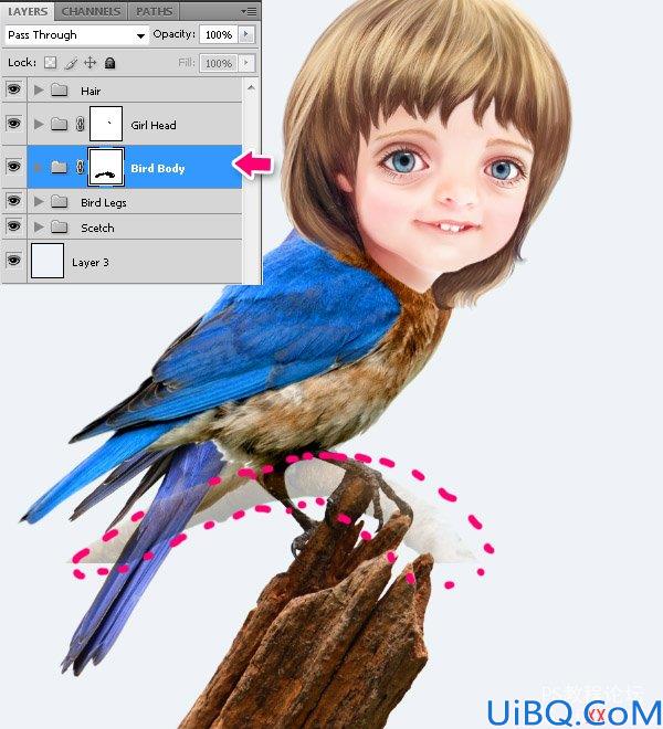 PHOTOSHOP教程:创建一个梦幻的小鸟女孩画像