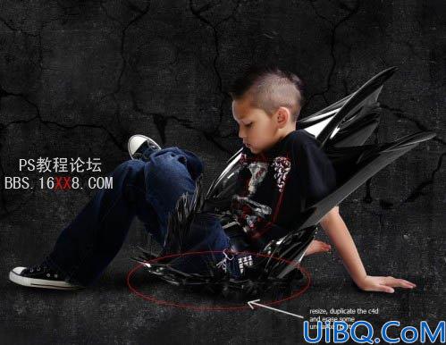 Photoshop教程:合成发红光的个性潮流小男孩