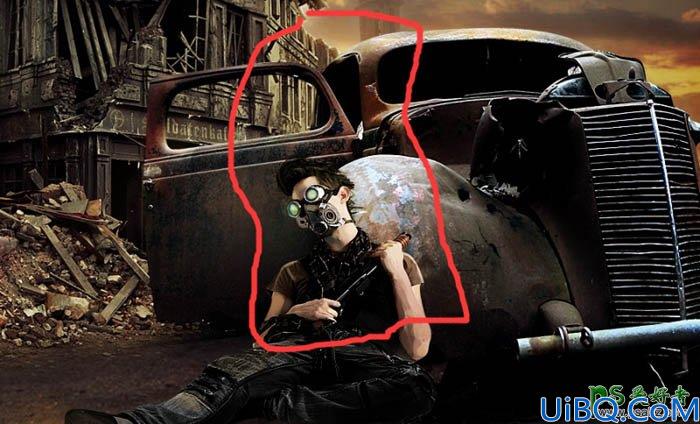 Photoshop创意合成战争过后的城市废墟场景海报，废墟中的战争片