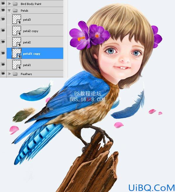 PHOTOSHOP教程:创建一个梦幻的小鸟女孩画像