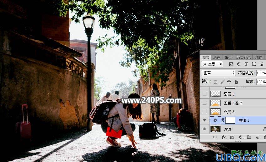 Photoshop调色教程：给街头自拍的漂亮学生妹妹外景照调出唯美的夕阳色