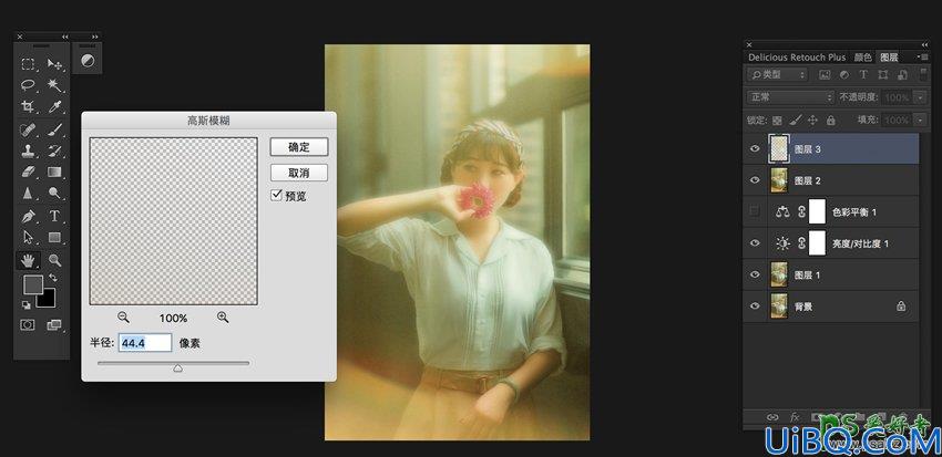 Photoshop给室内美女人像照片调出复古柔色效果，复古怀旧艺术效