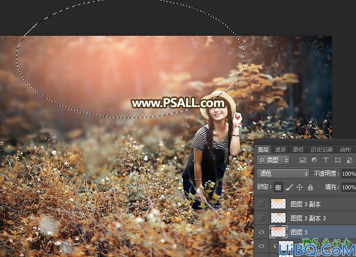 Photoshop美女照片调色：给外景可爱女生性感照片调出秋季暖暖的阳光色