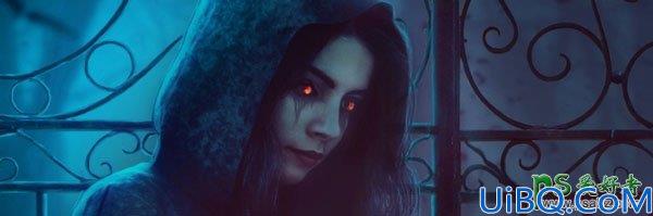 Photoshop合成一幅地狱铁门前恐怖的美女幽灵场景图片