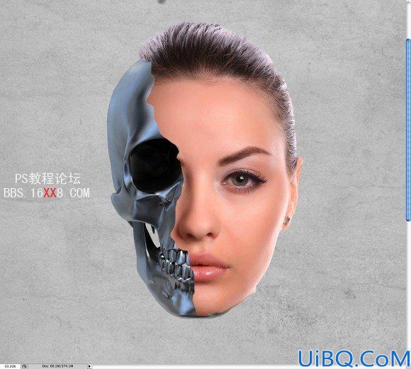 Photoshop教程:制作超现实主义的机械头骨图片