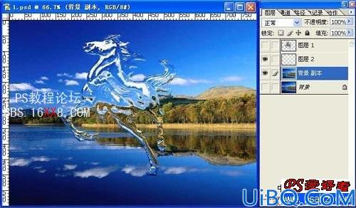 photoshop合成教程:水上跃起的骏马