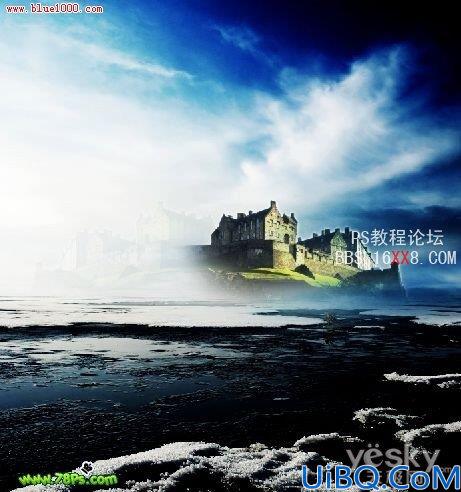 Photoshop合成实例:冰河上的梦幻古堡
