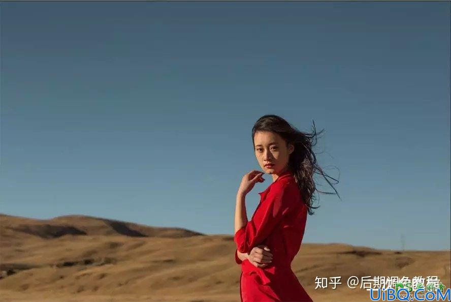 Photoshop美女调色：给外景拍摄的暗调美女调出青绿色广告主题艺术效果