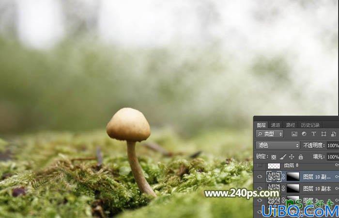 Photoshop婴儿照片合成教程：创意打造可爱婴儿坐在蘑菇上的小天使形象图