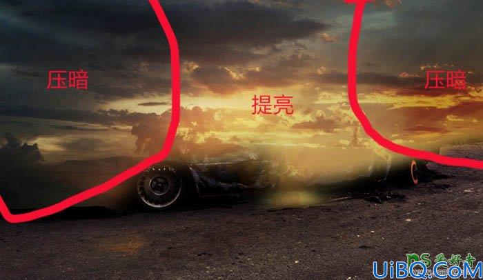 Photoshop创意合成战争过后的城市废墟场景海报，废墟中的战争片