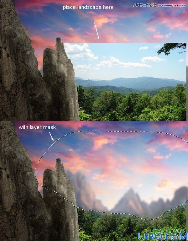Photoshop合成教程：利用素材,笔刷，调整图层合成秋季唯美的城堡场景图