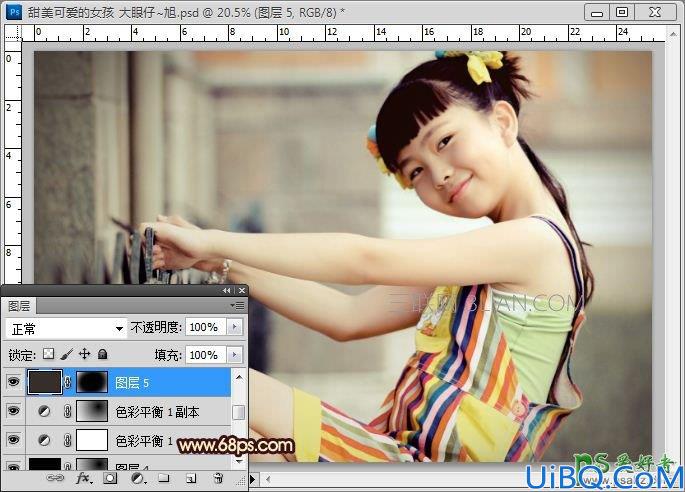 Photoshop调色教程：简单调色给儿童艺术照调出通透的复古色彩。