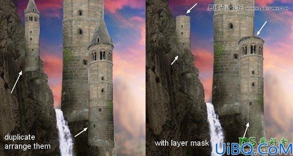 Photoshop合成教程：利用素材,笔刷，调整图层合成秋季唯美的城堡场景图