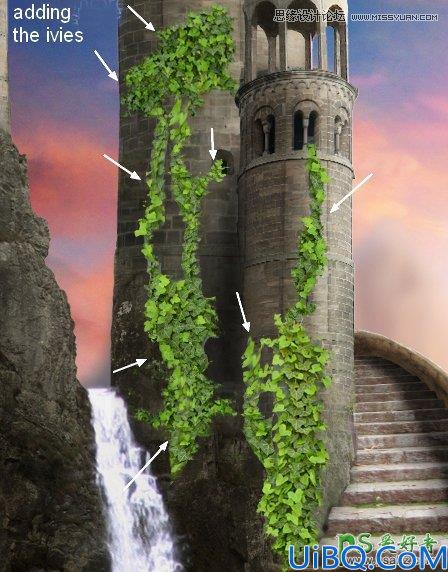Photoshop合成教程：利用素材,笔刷，调整图层合成秋季唯美的城堡场景图