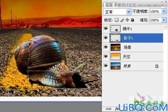 利用Photoshop调色 修图及后期素材溶图制作出创意的蜗牛赛跑效果图
