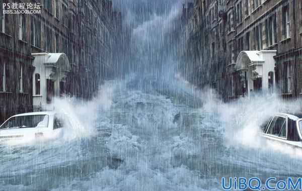 photoshop合成实例教程:城市中的洪水