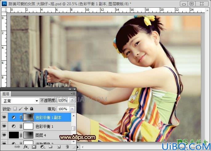 Photoshop调色教程：简单调色给儿童艺术照调出通透的复古色彩。
